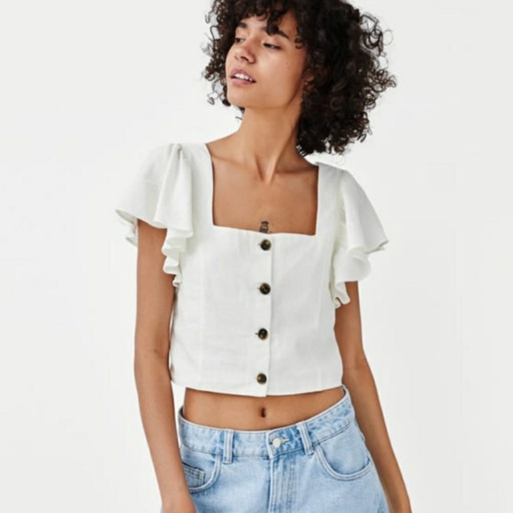 Zara Trafaluc Button Up Crop Top